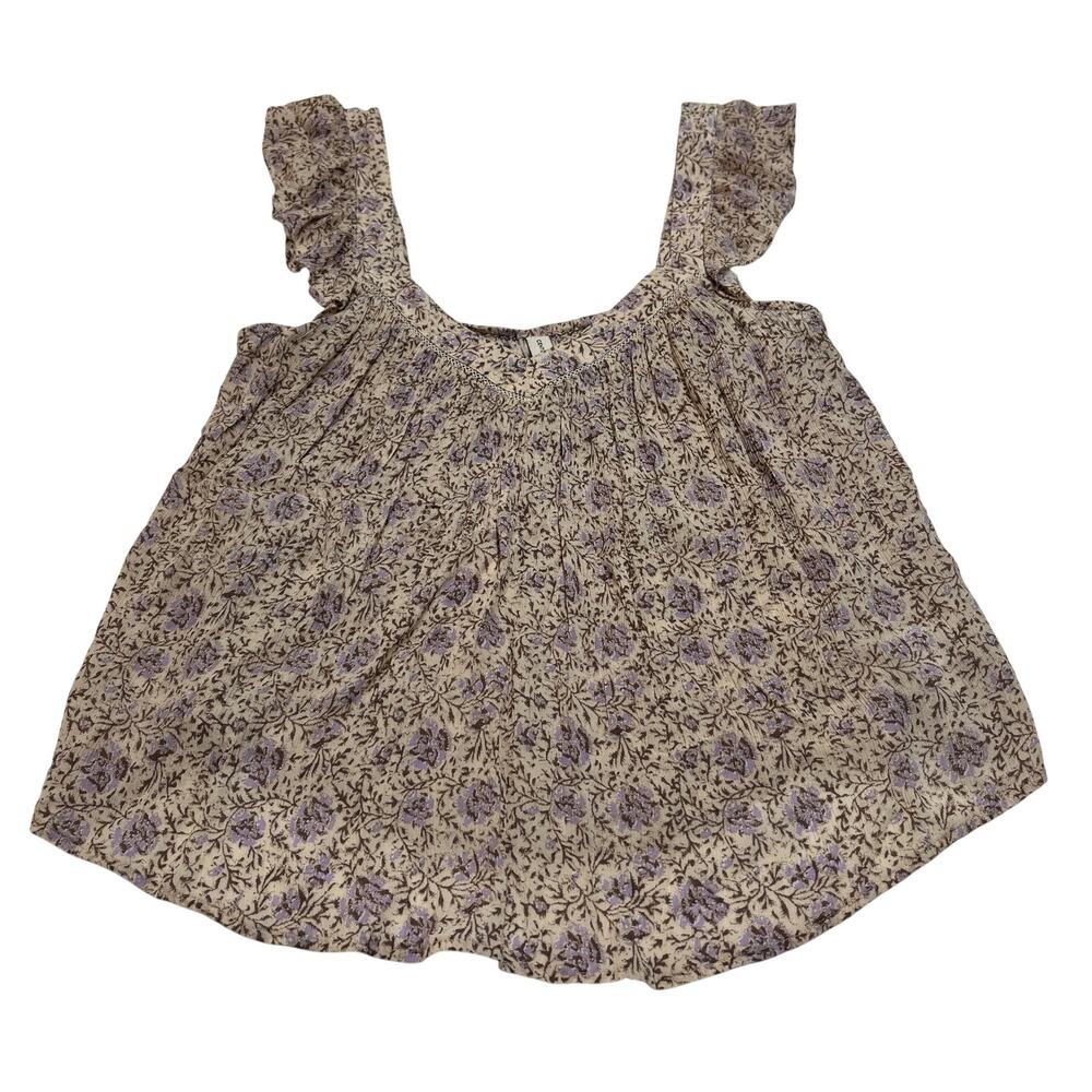 M191 GENTLE FAWN Women's Tank Top Blouse Floral Purple Small